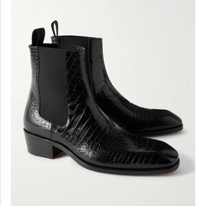 Tom Ford Black Croc-Embossed Chelsea Boot
